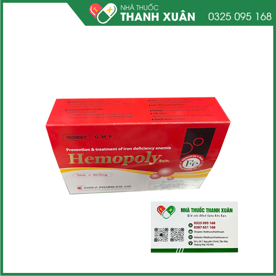 Hemopoly giúp ngăn ngừa và điều trị thiếu máu do thiếu sắt
